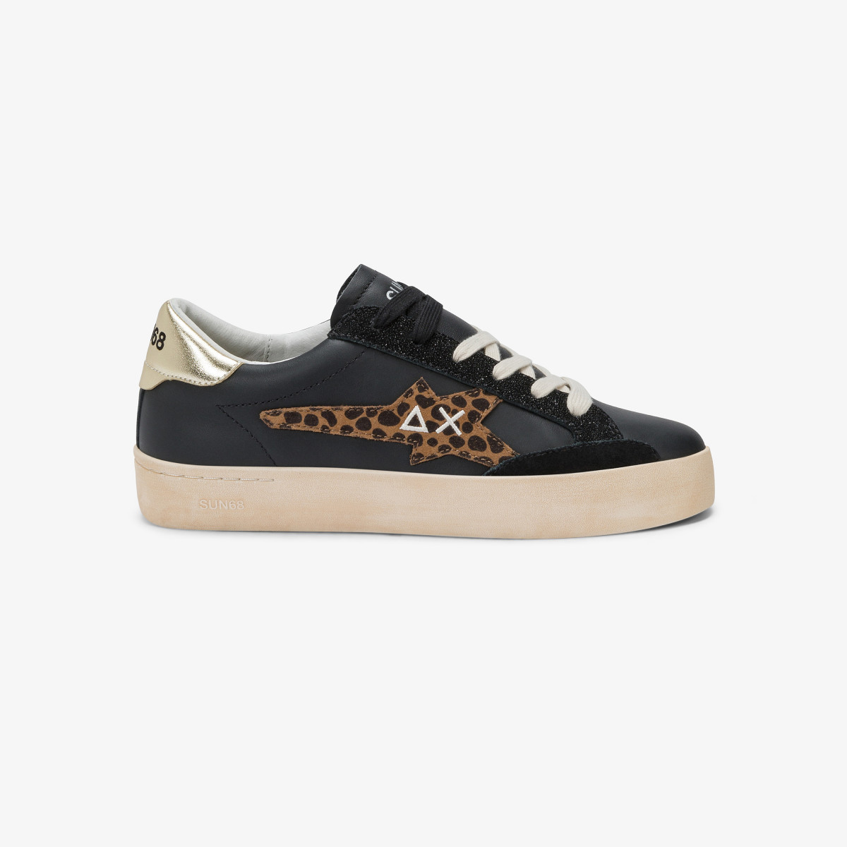 Black/Gold Katy leather sneaker