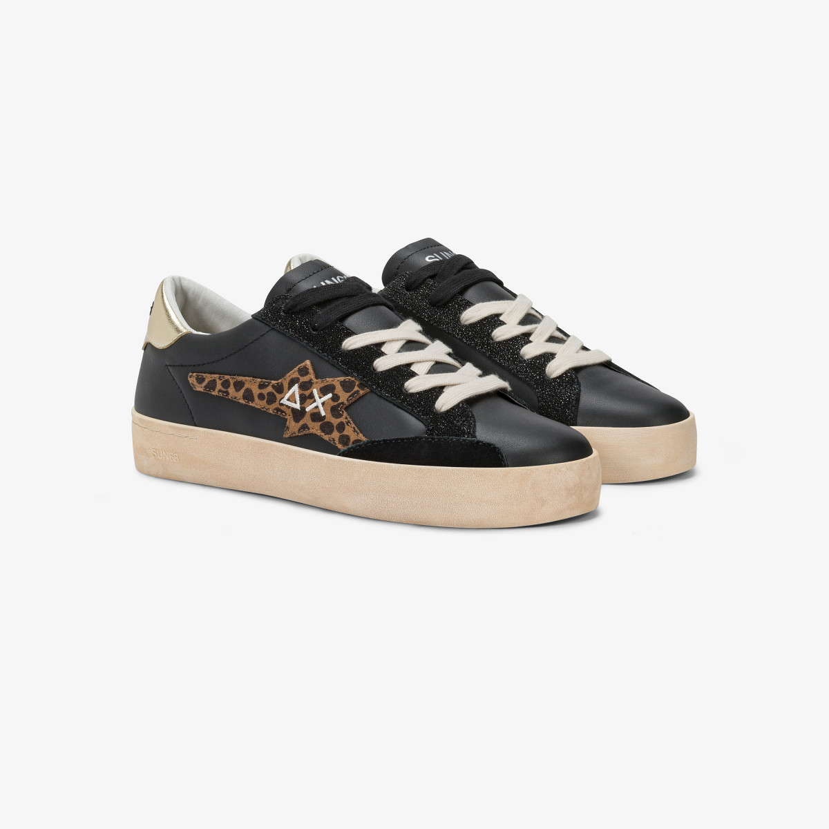 Black/Gold Katy leather sneaker