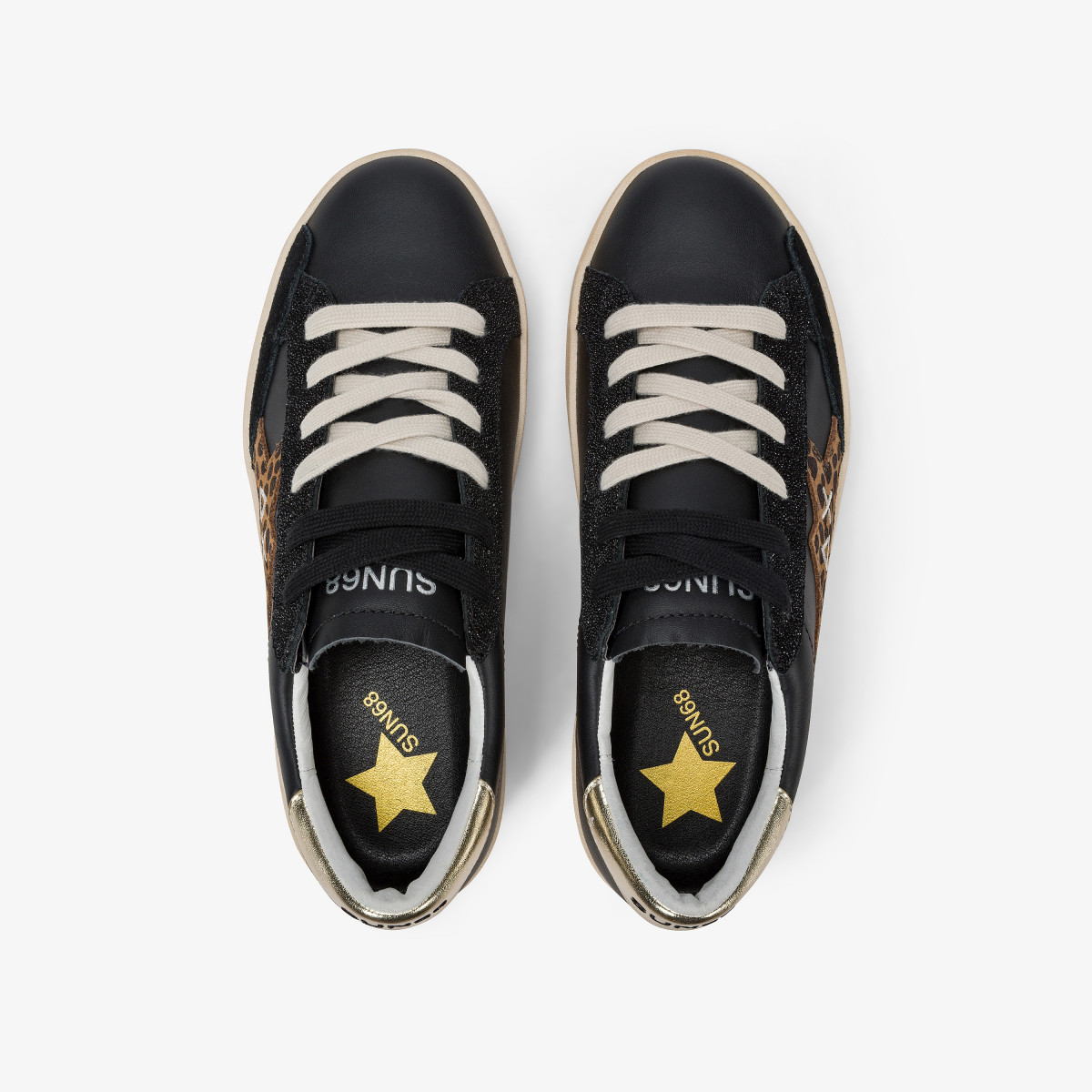 Black/Gold Katy leather sneaker