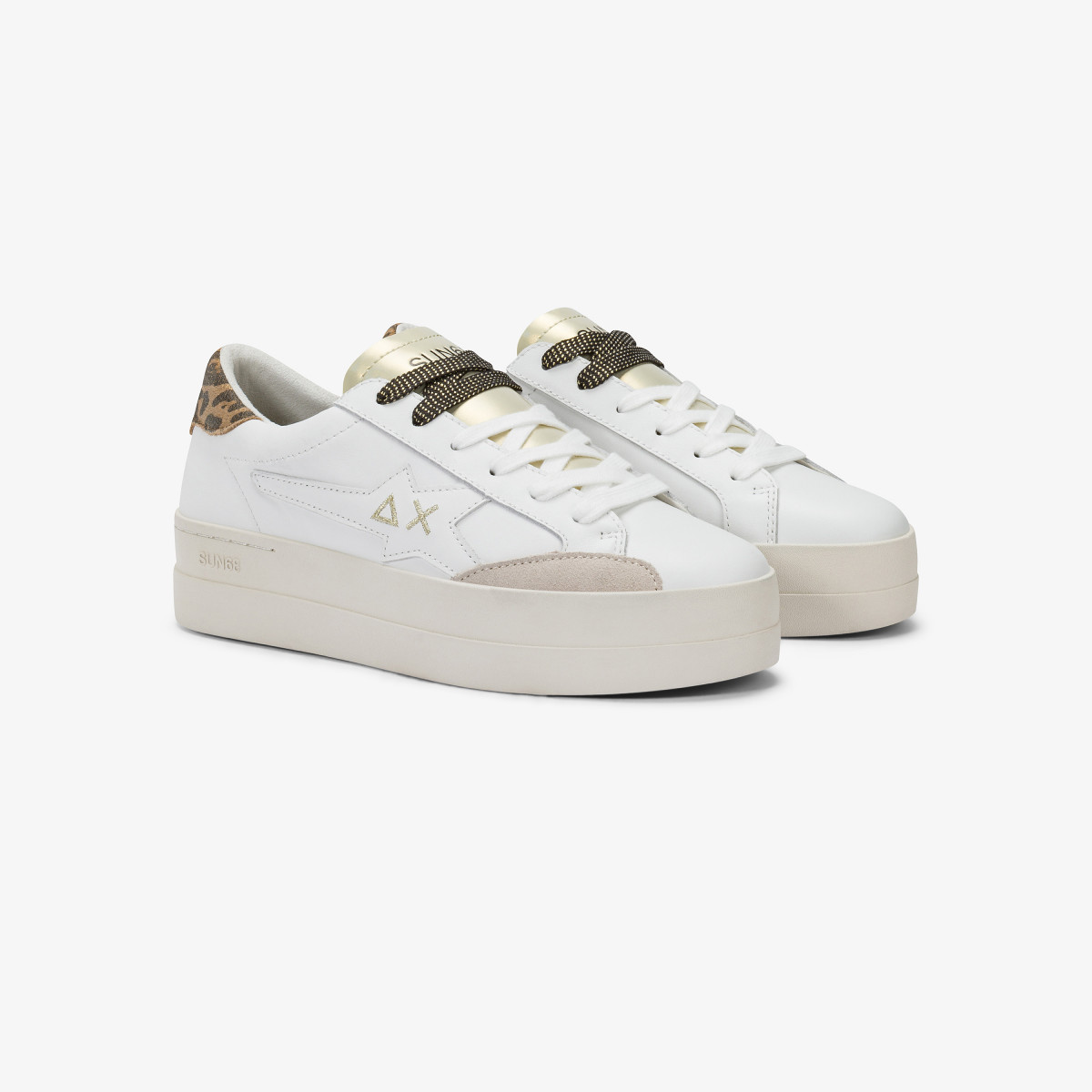 White/gold Big Katy leather sneaker