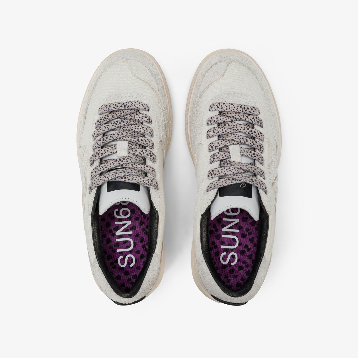 Sneaker Sally in nylon e suede bianco panna