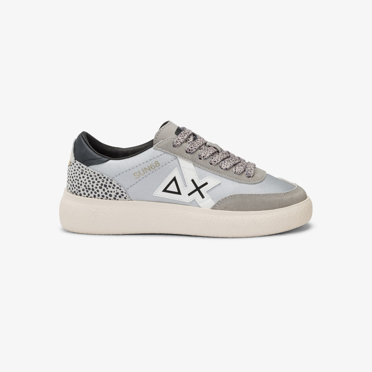 Silver Sally nylon and suede sneaker