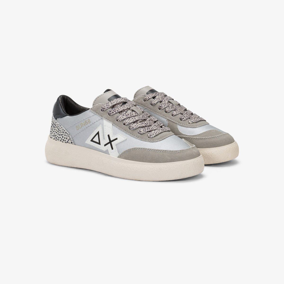 Silver Sally nylon and suede sneaker