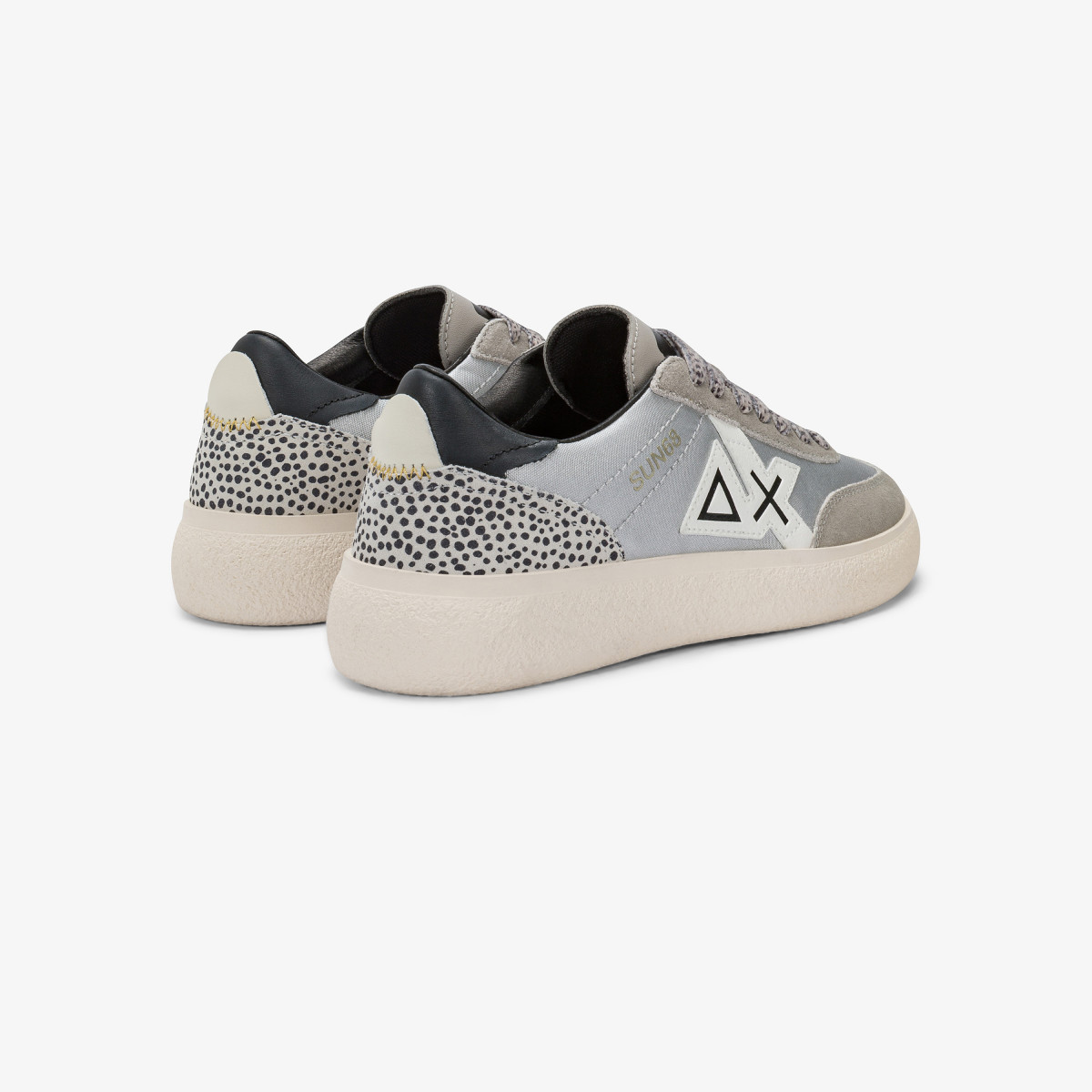Silver Sally nylon and suede sneaker