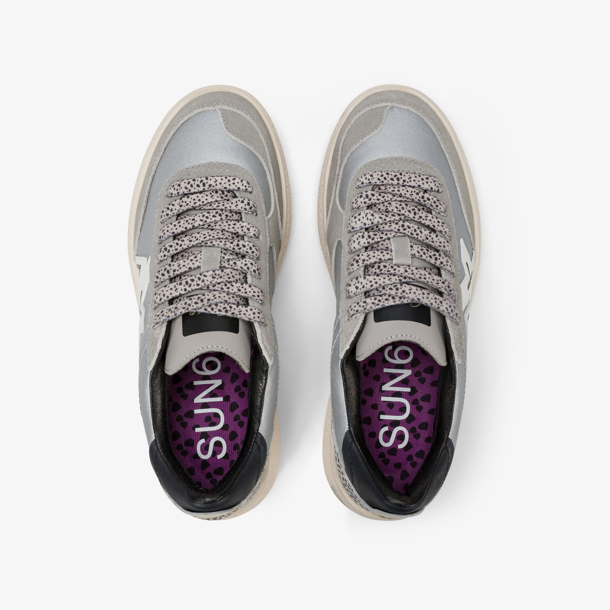 Silver Sally nylon and suede sneaker