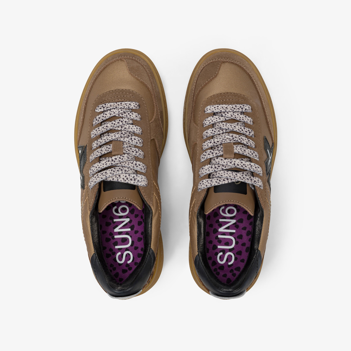 Sneaker Sally in nylon e suede volpe
