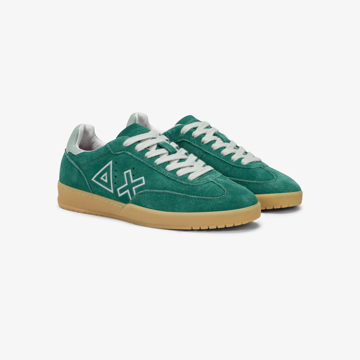 Sneaker California Sun in suede con logo verde smeraldo