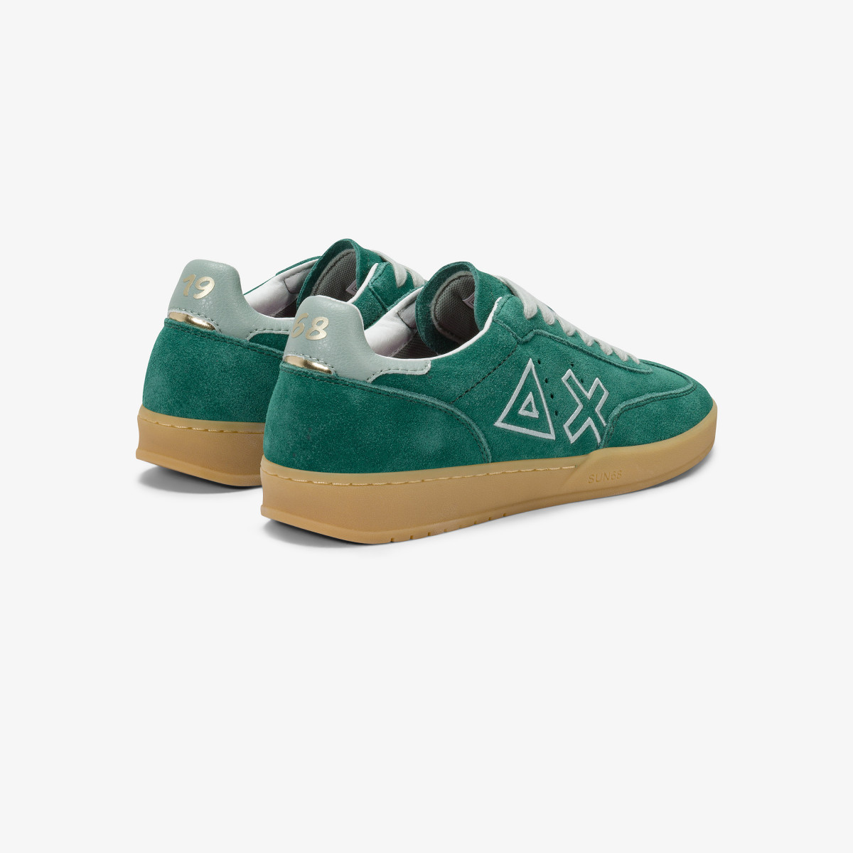 Sneaker California Sun in suede con logo verde smeraldo