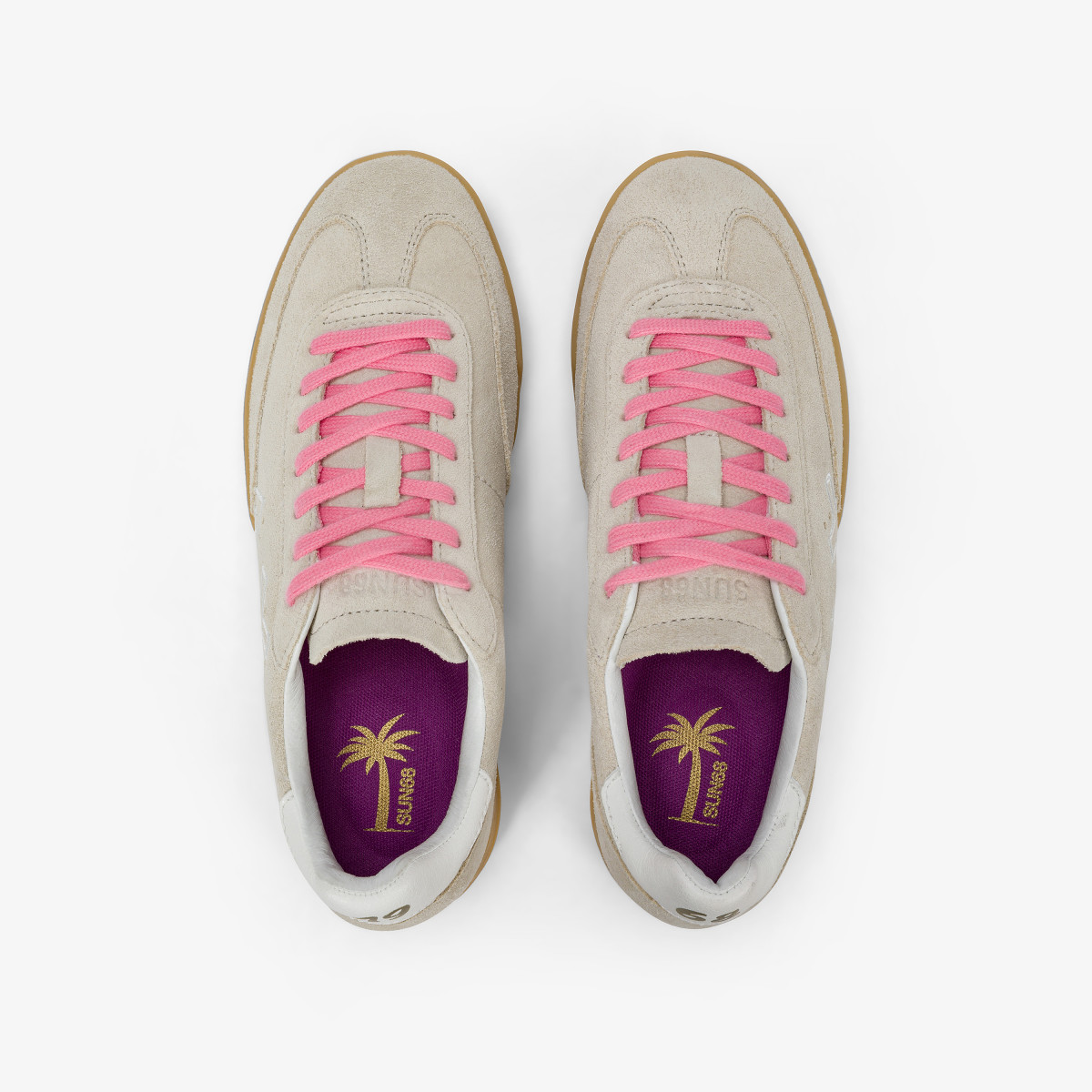Sneaker California Sun in suede con logo bianco panna