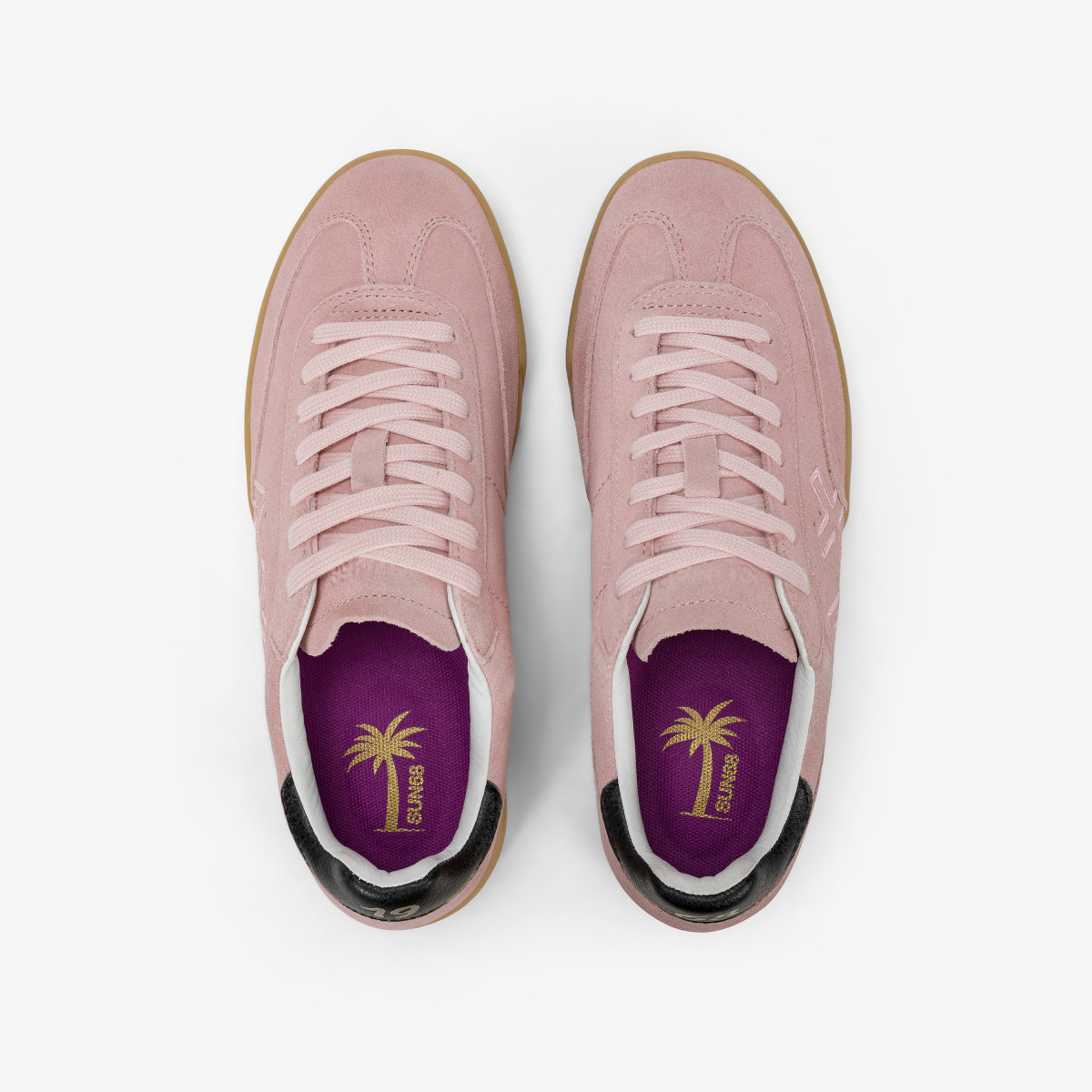 Sneaker California Sun in suede con logo rosa scuro