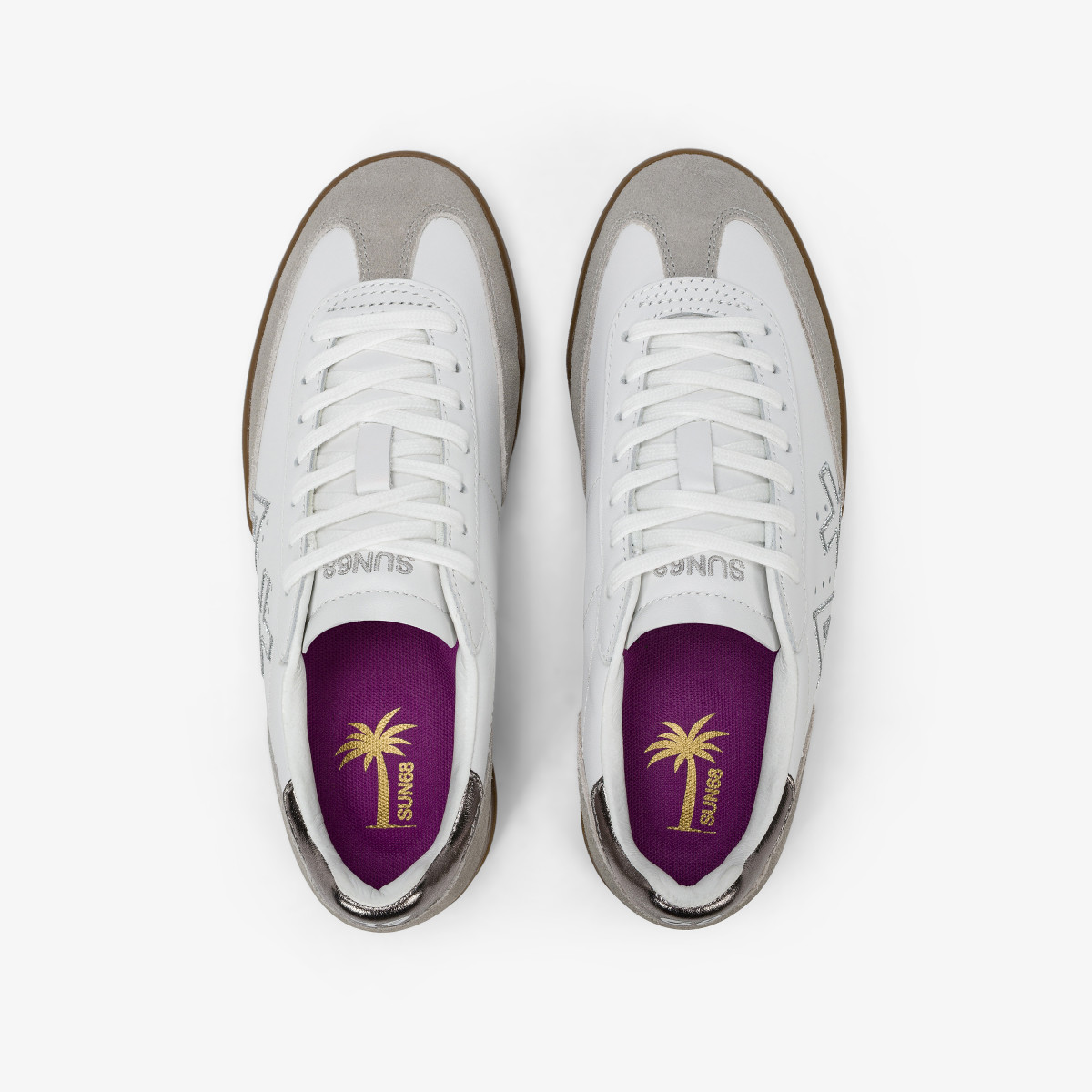 Sneaker California Sun in pelle e suede bianco