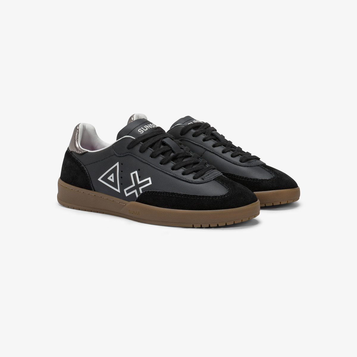 Black California Sun leather and suede sneaker
