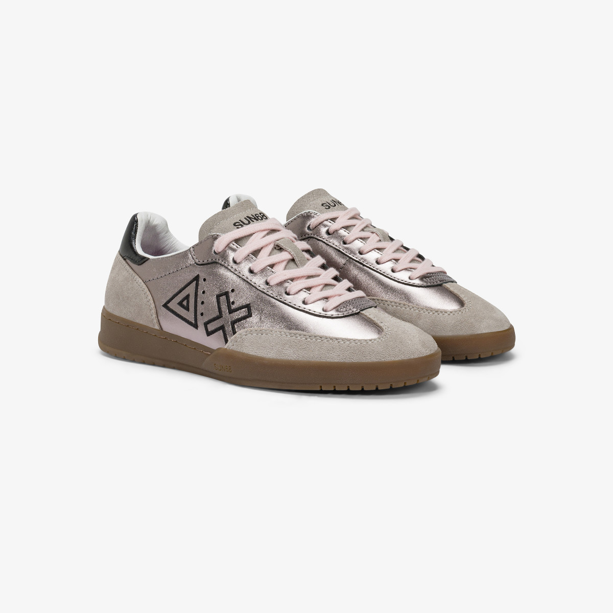 Silver California Sun leather and suede sneaker