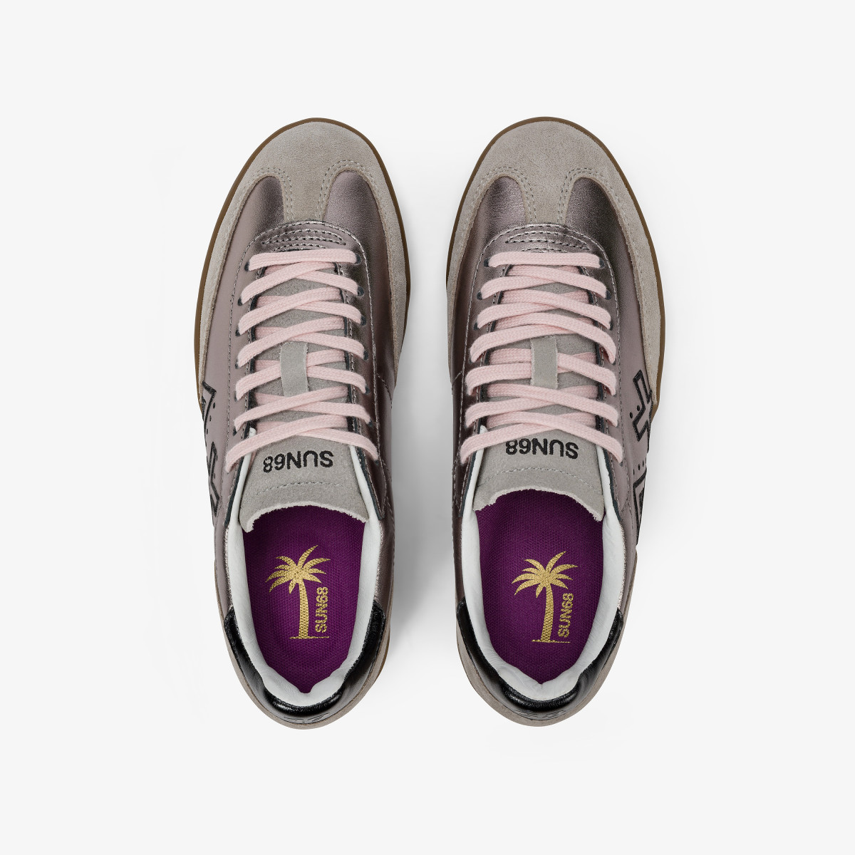 Silver California Sun leather and suede sneaker