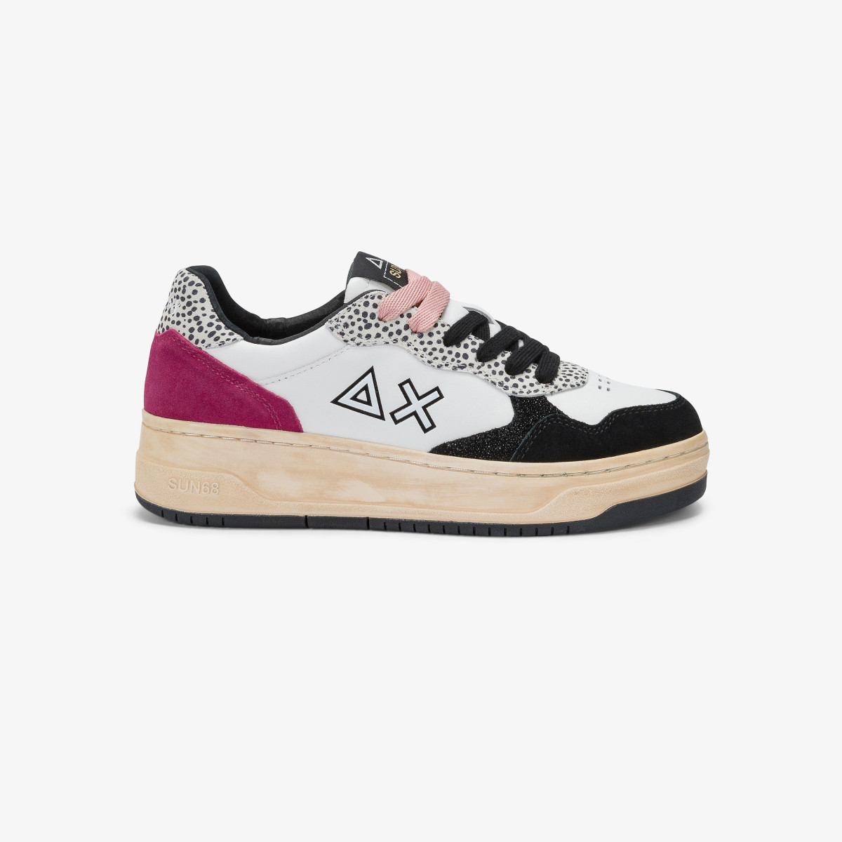 Dark fuxia Basket Love Lady leather sneaker