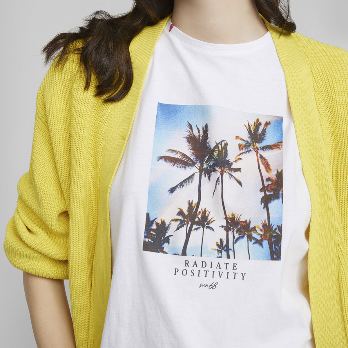 ROUND T-SHIRT PRINT CHEST BIANCO/AZZURRO
