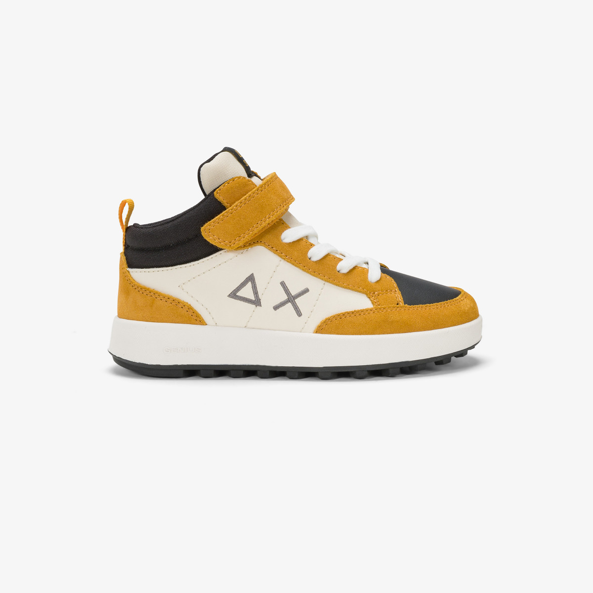 Boys’ Genius leather and nylon mid-top sneaker YELLOW