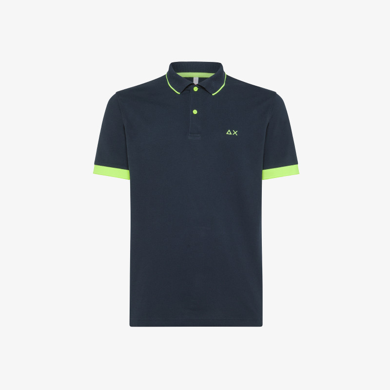 POLO SMALL STRIPE FLUO S/S NAVY BLUE