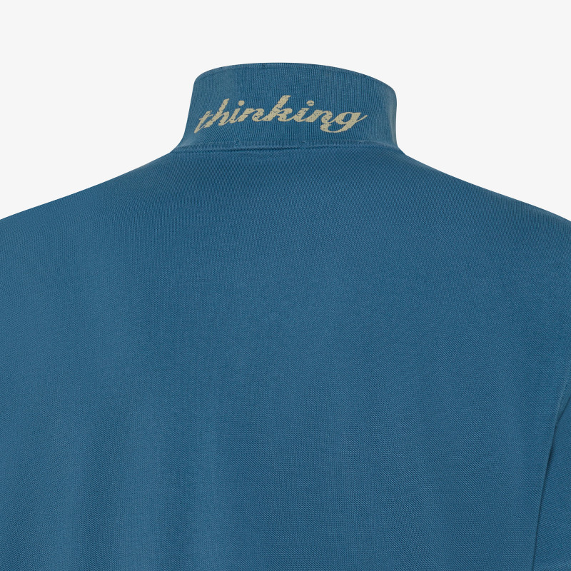 Dark avio polo shirt with destroyed detailing