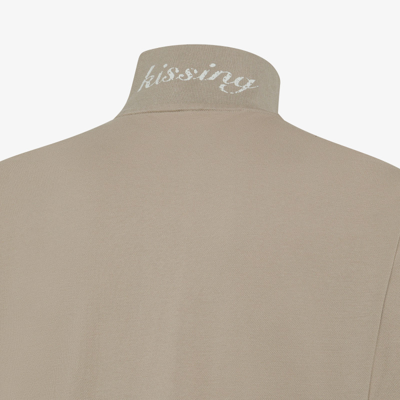 Stone polo shirt with destroyed detailing