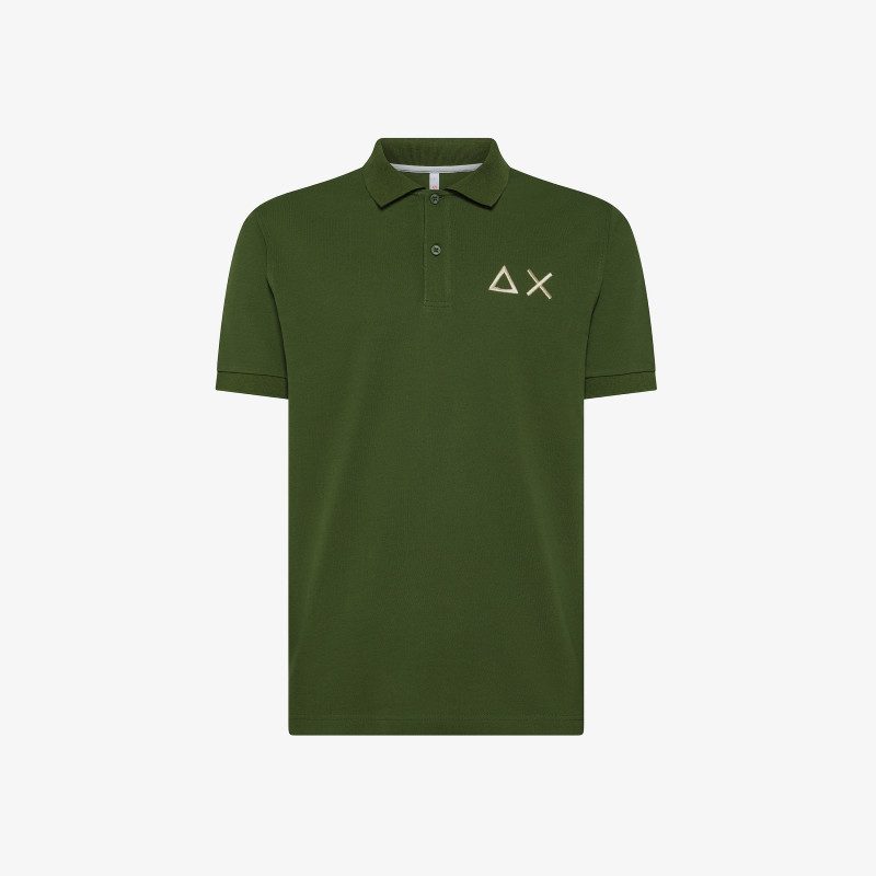 Dark Green Polo Shirt With Fluorescent Logo - Man | Neon SUN68