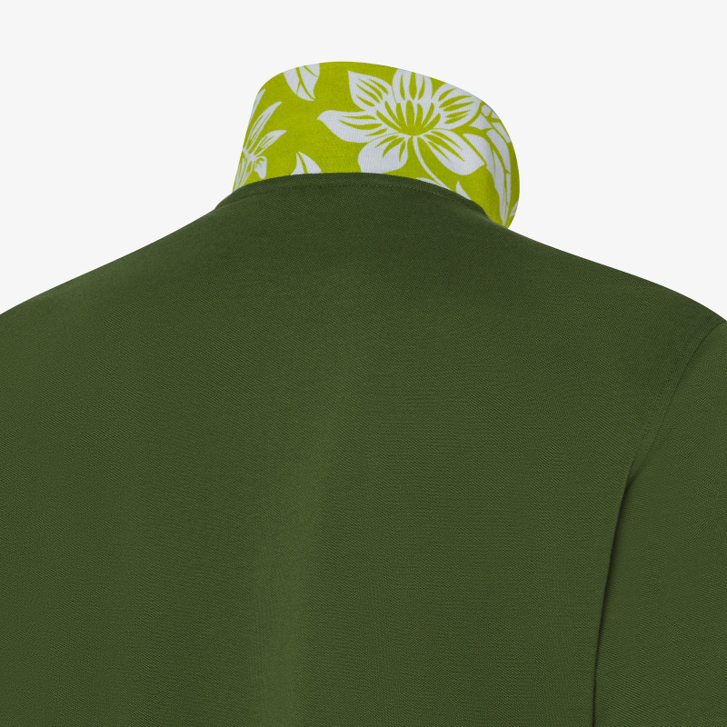 Polo verde scuro con stampa floreale