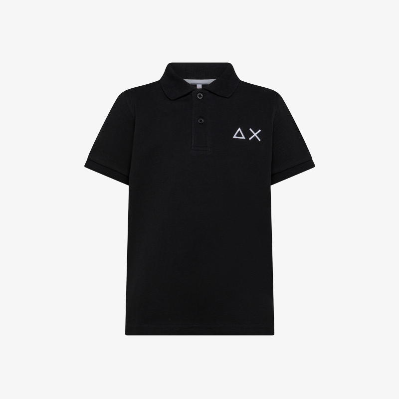 Black Polo Shirt With Fluorescent Detail - Kids | Neon SUN68
