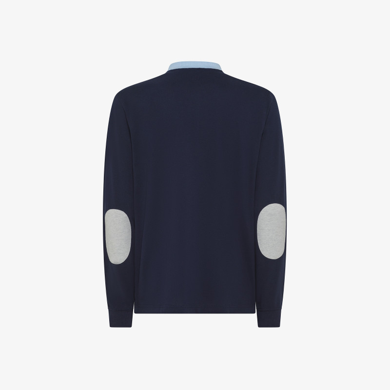 POLO CONTRAST ELBOW AND PLACKET EL. L/S NAVY BLUE