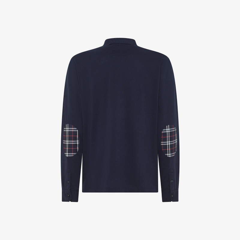 POLO CONTRAST FABRIC ELBOW EL. L/S NAVY BLUE