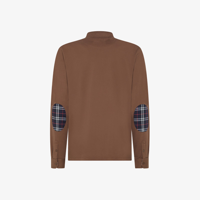 POLO CONTRAST FABRIC ELBOW EL. L/S BROWN