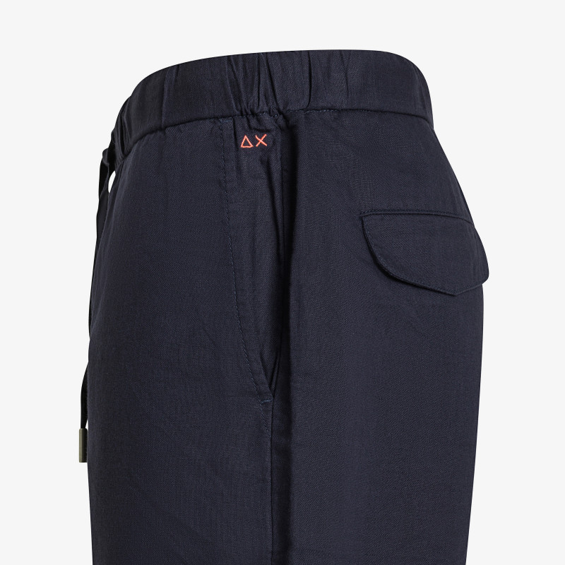 Navy blue linen and cotton Bermuda shorts