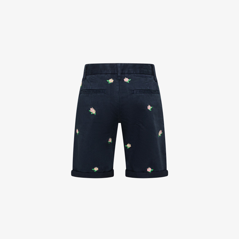 Navy blue chino shorts with embroidery