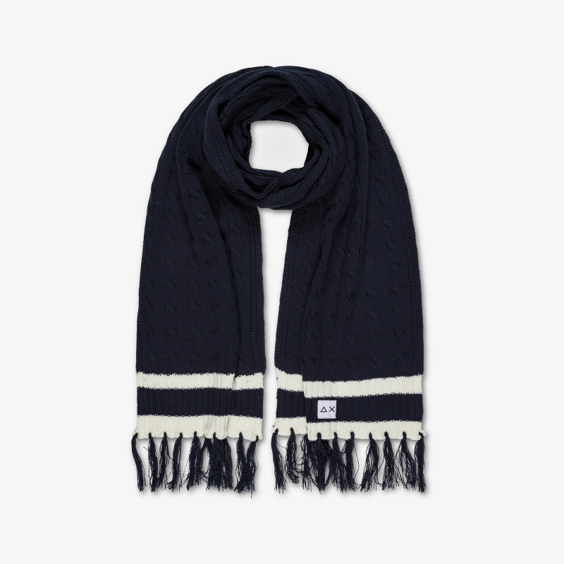SCARF CABLE KNIT NAVY BLUE