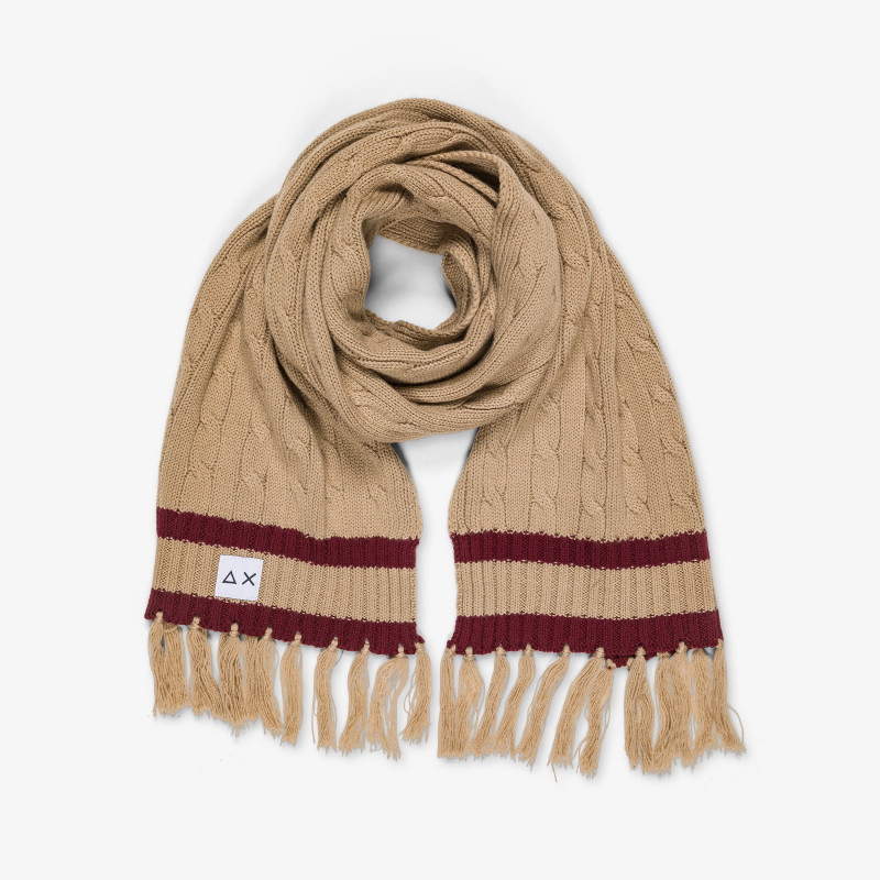 SCARF CABLE KNIT BEIGE