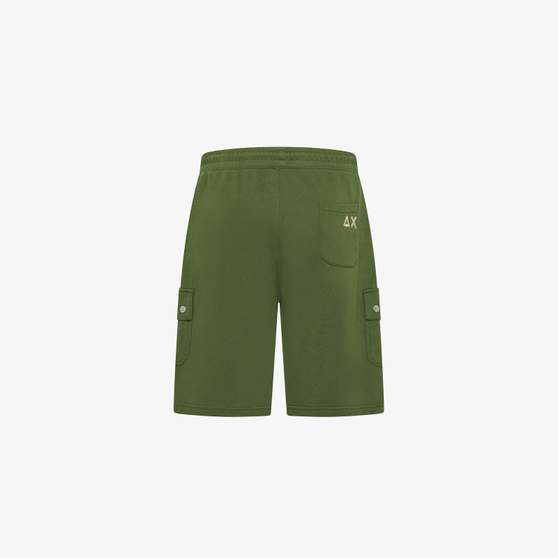 Bermuda cargo in felpa verde scuro