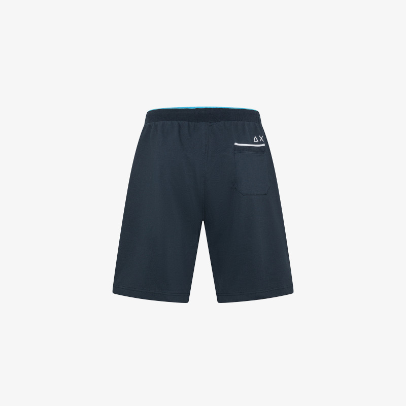 Navy blue cotton piqué Bermuda shorts