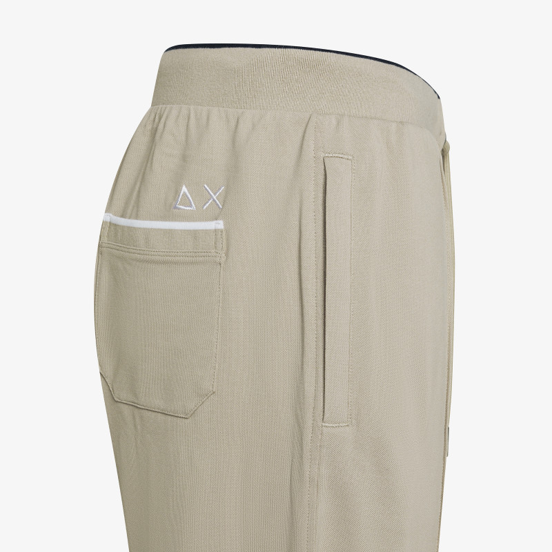 Stone cotton piqué trousers