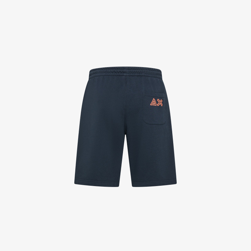 Navy blue cotton fleece Bermuda shorts