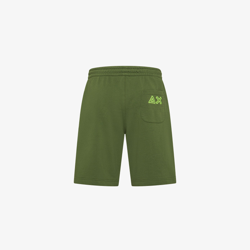 Dark green cotton fleece Bermuda shorts