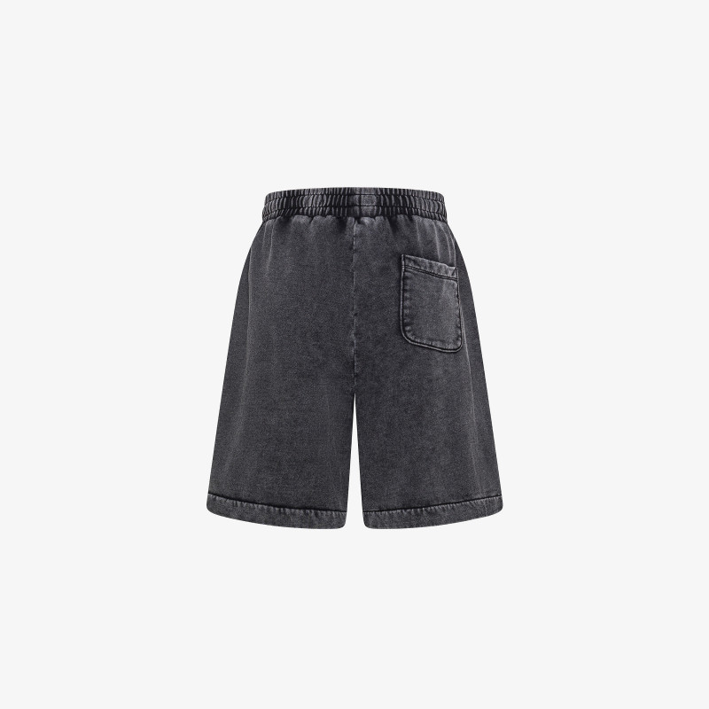 Shorts in felpa nero con trattamento marble