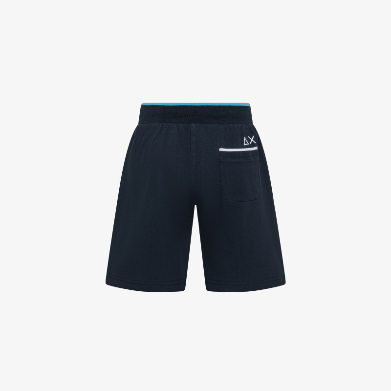 Navy blue cotton piqué Bermuda shorts