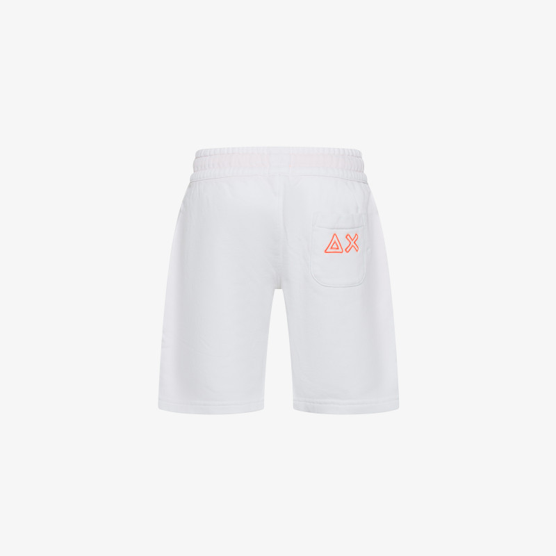 Off white cotton fleece Bermuda shorts