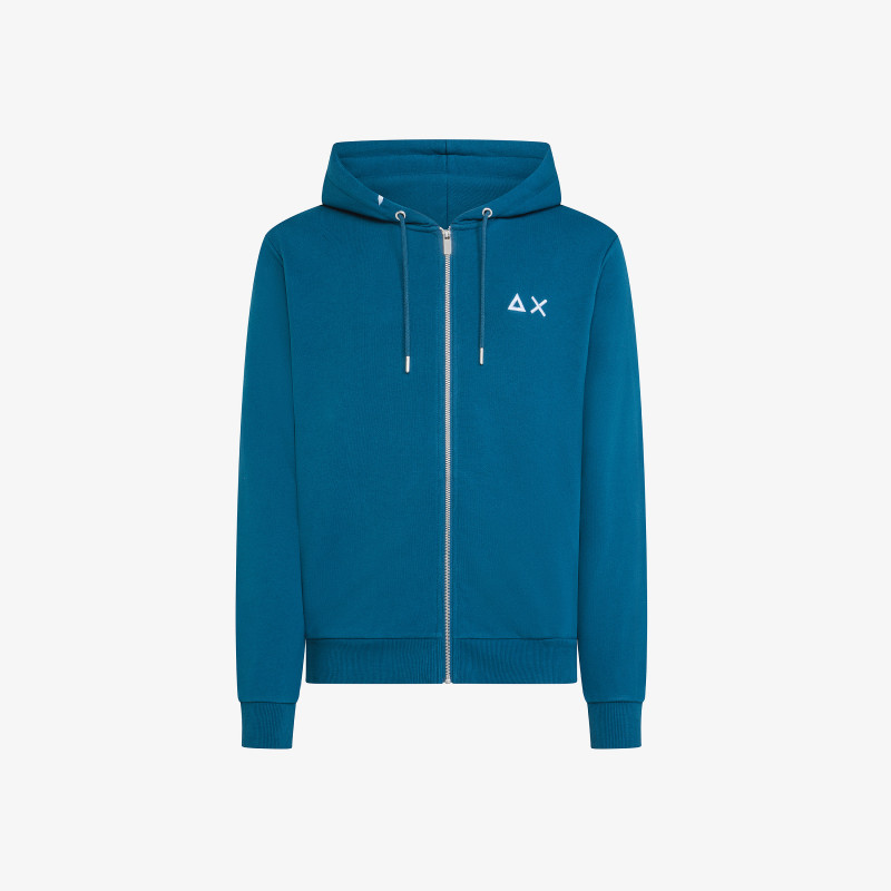 HOOD ZIP COTTON FL BLUE PROFONDO