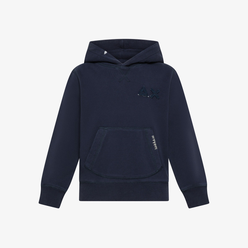 Felpa In Cotone Con Cappuccio E Zip Navy Blue - Bambino