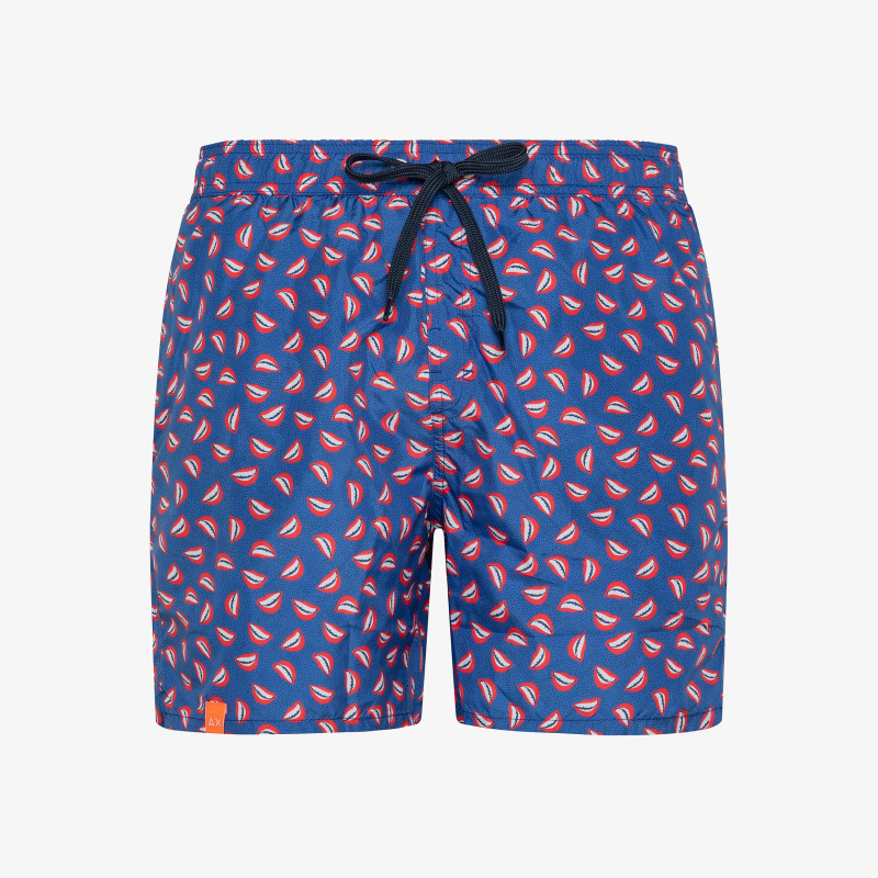 SWIM PANT SMALL PRINT FORMAL NAVY BLUE / ROSSO FUOCO