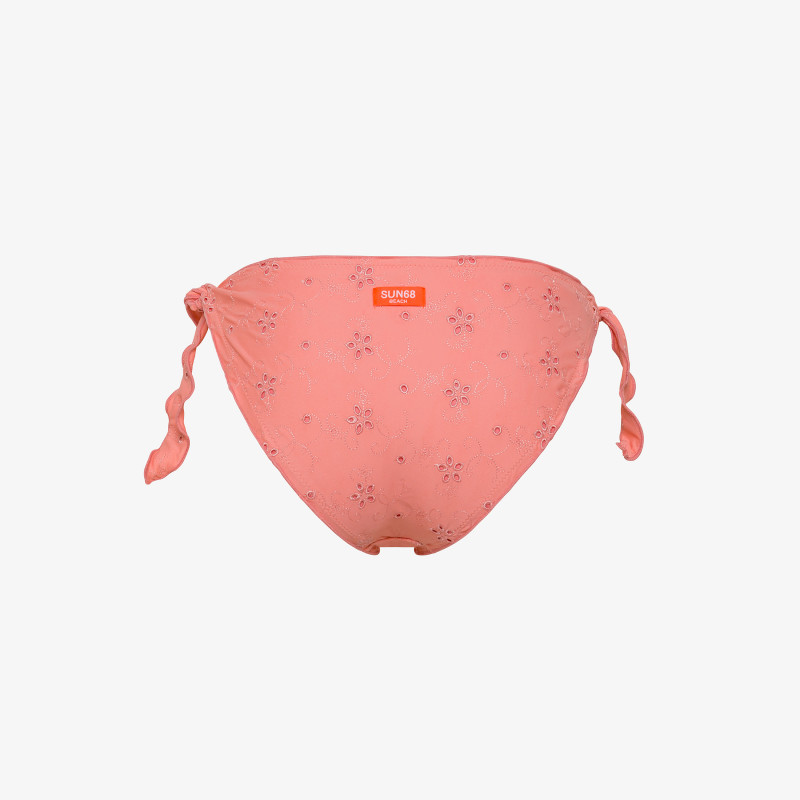 Pink flamingo nylon bikini briefs with embroidery