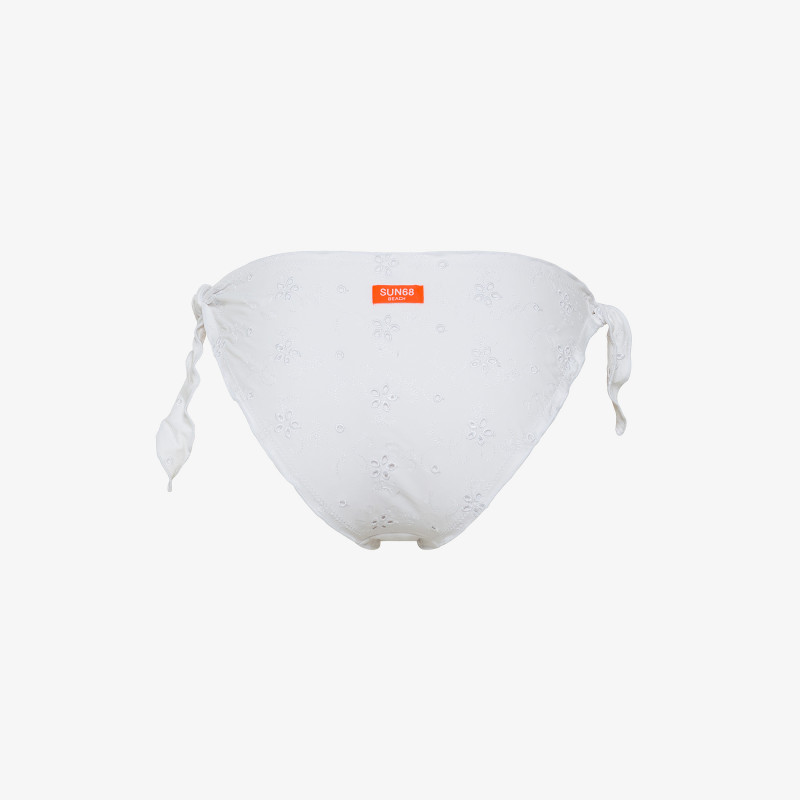Off white nylon bikini briefs with embroidery