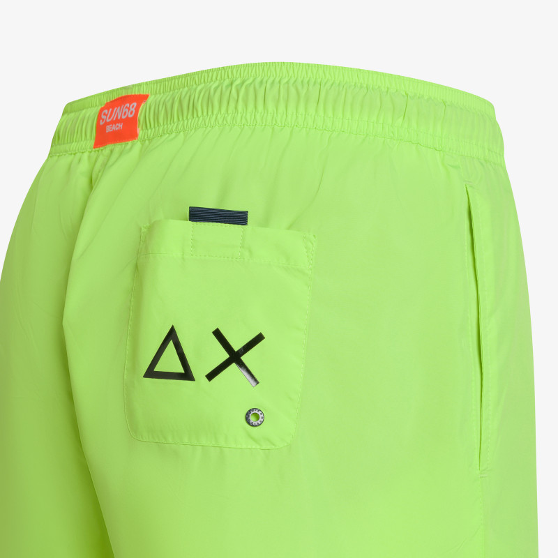 Fluorescent yellow nylon swim shorts