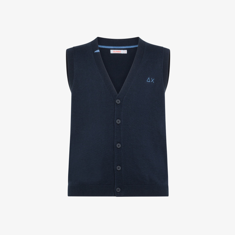 BOY'S GILET BUTTON SOLID NAVY BLUE