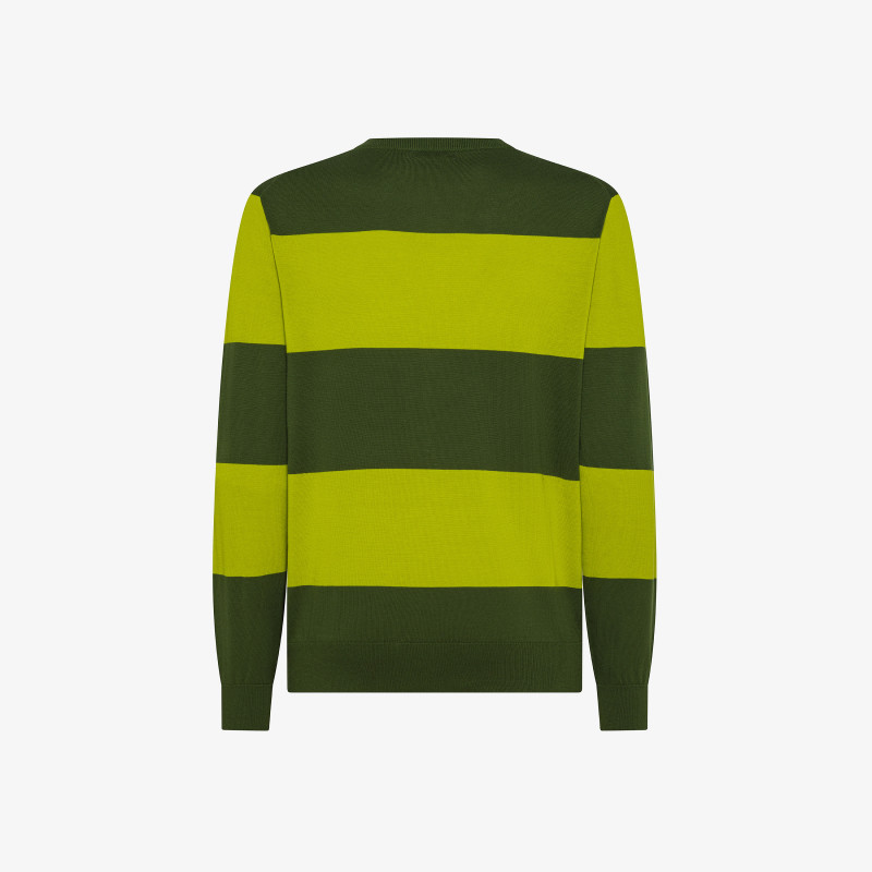 Maglia in cotone a righe verde scuro e verde oliva